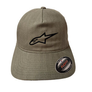 Alpinestars File Logo Original Flex Fit Olive Green Baseball Men's Cap Hat S/M